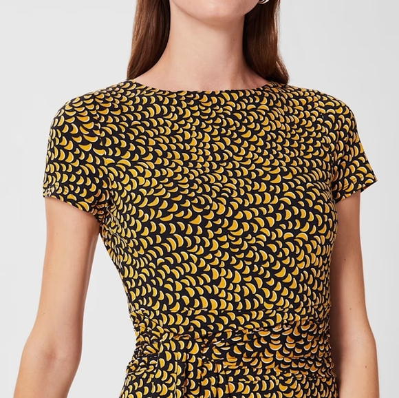 Hobbs London Kimmi Jersey Knee Length Crew Neck Dress Tie Waist Size 6 Women's - Picture 3 of 16